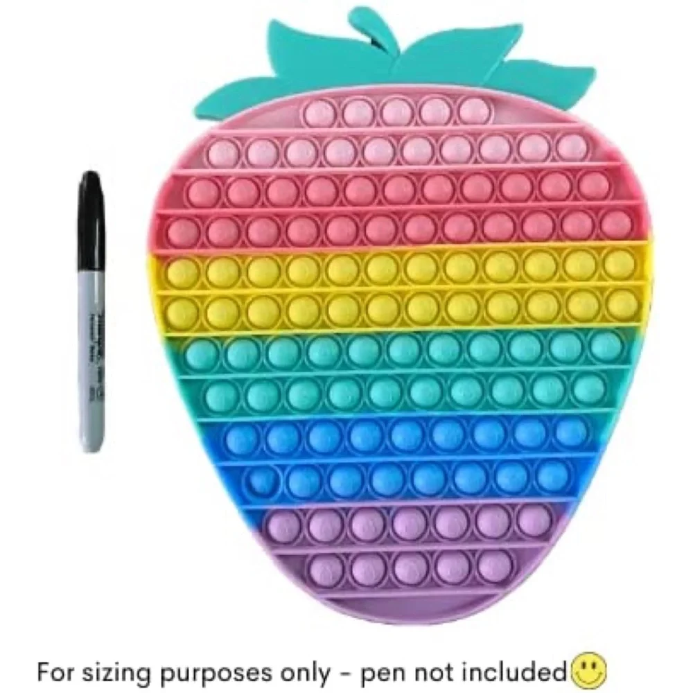 Giant Strawberry Fidget It Bubble Push Pop Toy Stress Relief for Kids and Adults - Picture 2 of 6